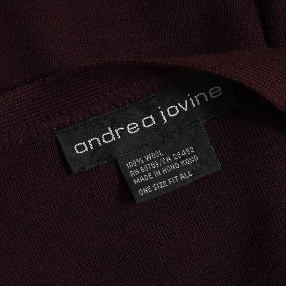 Andrea Jovine One Size 100% Wool Sweater Wrap Cape Poncho Burgundy Plum - Picture 4 of 4